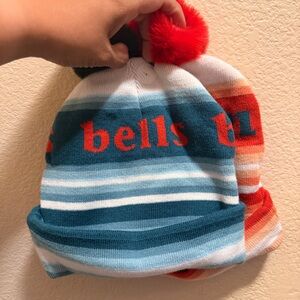 Striped Jingle Bells Beanies with Pom Poms